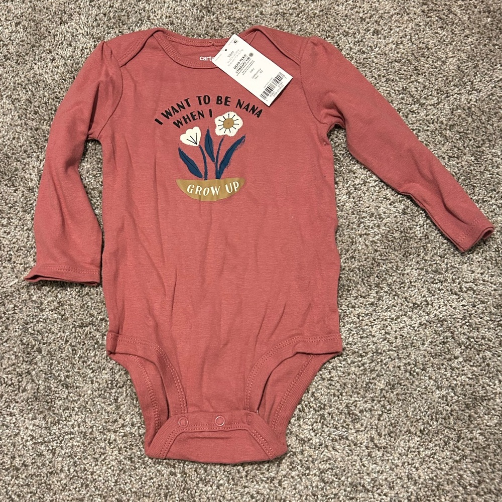 Carter's Pink Long Sleeve Bodysuit with Graphic Design